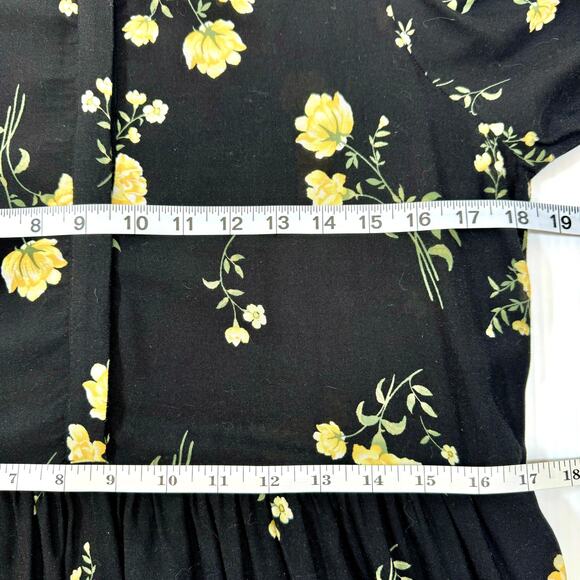 Old Navy Tiered Floral Maxi Dress M Black Pockets Prairie Dark Cottagecore Boho - Picture 11 of 15